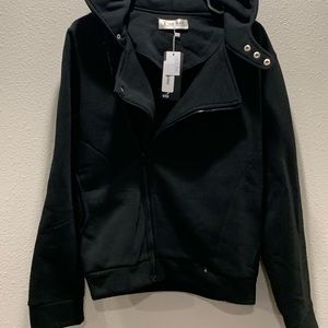 Black diagonal zip jacket